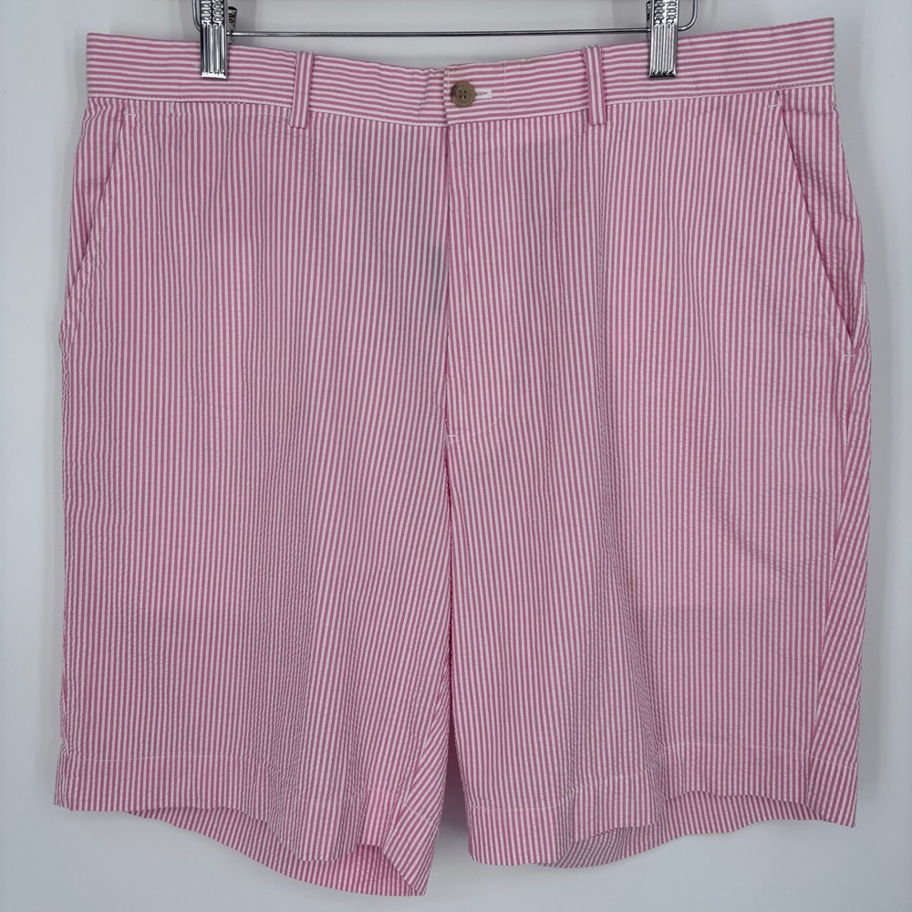 VTG 90s Polo Ralph Lauren Seersucker Striped Shorts Mens 36 Pink White Preppy